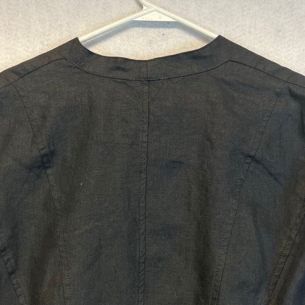 NWT CHICO'S Linen Jacket Size 2/Large Black Drape Open Front 3/4 Sleeve New - Picture 13 of 15